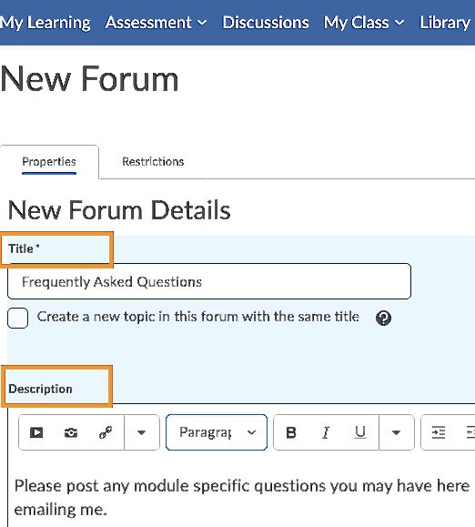Creating and Managing Discussion Forums in BS Image1